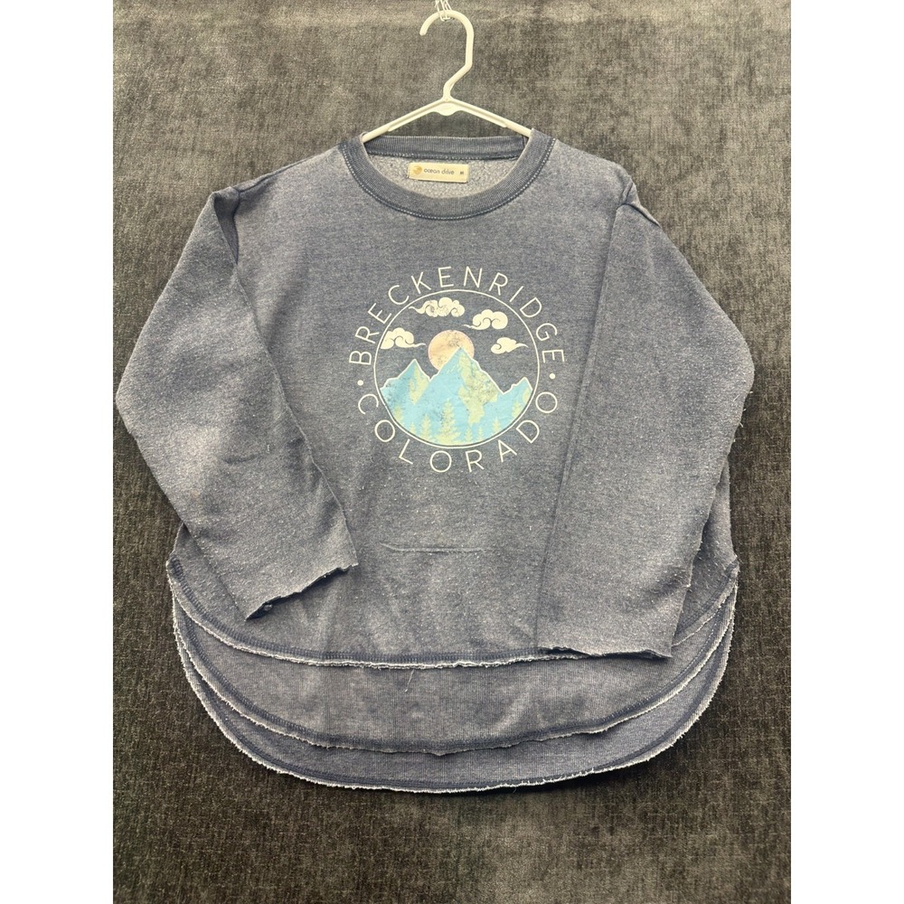 Ocean Drive Sweatshirt Womens Medium Blue Graphic Breckenridge Colorado Crewneck